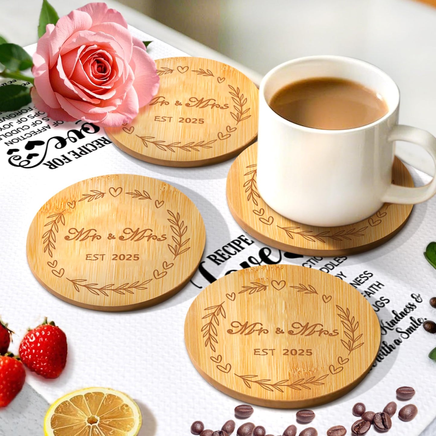 Wedding Gifts for Couples 2025,Mr and Mrs Gifts,Cool Bridal Shower Gifts for Bride to Be,Engagement Gifts for Couples,11PCS Bride Gifts Box with Bamboo Spoons,Coasters,Dish Towel