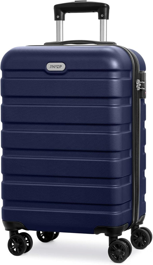 AnyZip Luggage PC ABS Hardside Lightweight Suitcase with 4 Universal Wheels TSA Lock Carry-On 20 Inch Dark Blue
