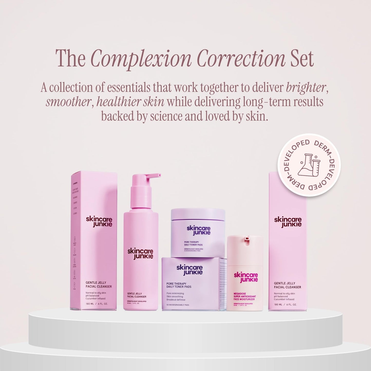 Skincare Junkie Jelly Facial Cleanser, Purifying Gel Cleanser, for Normal to Oily Skin with Hyaluronic Acid, Ceramides, Niacinamide, No Synthetic Fragrance, Dermatologist developed, 6 OZ