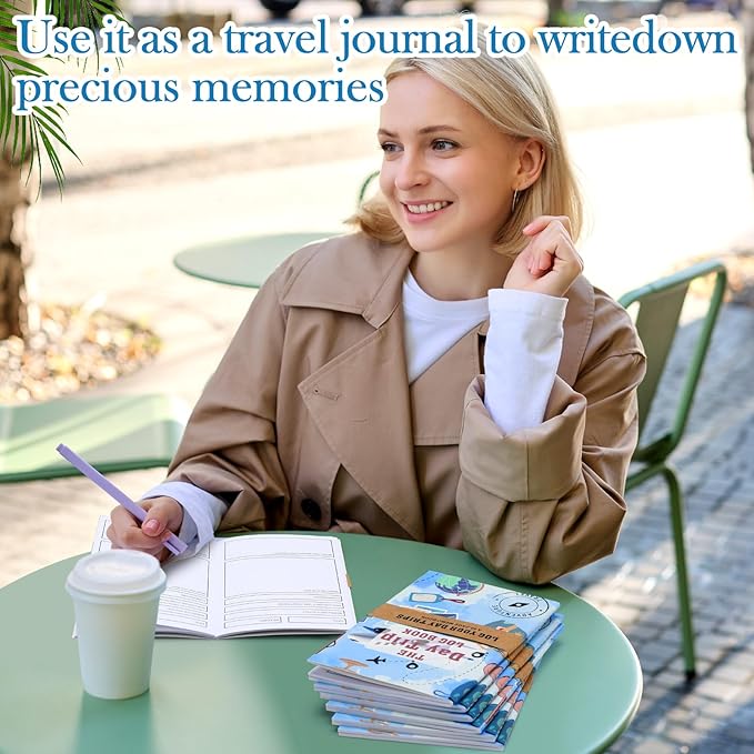 Jetec 12 Pcs Compact Travel Notebooks and Journals Vacation Road Trip Planner Organizer Travel Petite Planner Daily Diary for Adults Youth with Unique Prompts to Capture Vacation Memories