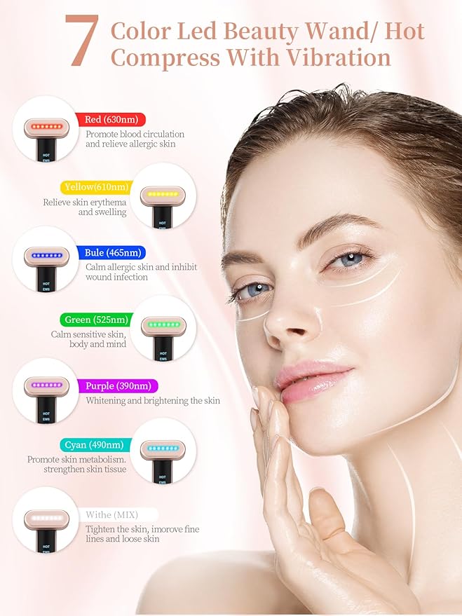 Acne Light Therapy Wand Red Light Therapy for Face Microcurrent Facial Device, True Beauty Glow Facial Massager Lymphatic Drainage Massager Face