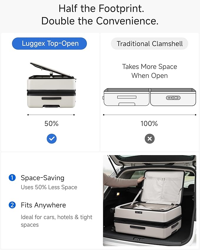 Checked Suitcase with Spinner Wheels, FLO-Core Expandable Polycarbonate Hard Shell Suitcase with TSA Approved Lock(FLO5, Black, 28 Inch, 105L-115L)