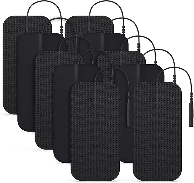 AUVON TENS Unit Pads 2"X4" 10 Pcs, 3rd Gen Latex-Free Rectangular Replacement Pads Electrode Patches with Upgraded Self-Stick Performance for Electrotherapy (BIack)