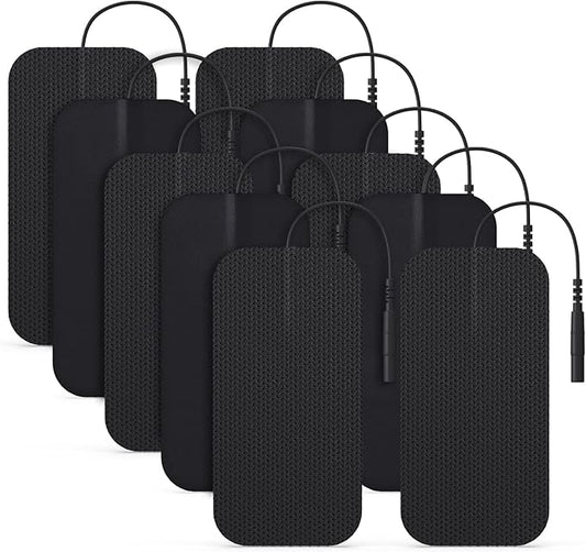 AUVON TENS Unit Pads 2"X4" 10 Pcs, 3rd Gen Latex-Free Rectangular Replacement Pads Electrode Patches with Upgraded Self-Stick Performance for Electrotherapy (BIack)