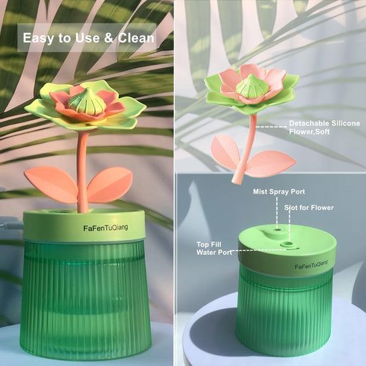 Desk Mini Humidifier Bedroom Cute, Personal Small Humidifier Diffuser 260ml Portable, Colorful Light,Quiet,Cool Mist, Auto Off, Top Fill Air Humidifiers, for Plants,Home,Office,Baby Room,Travel