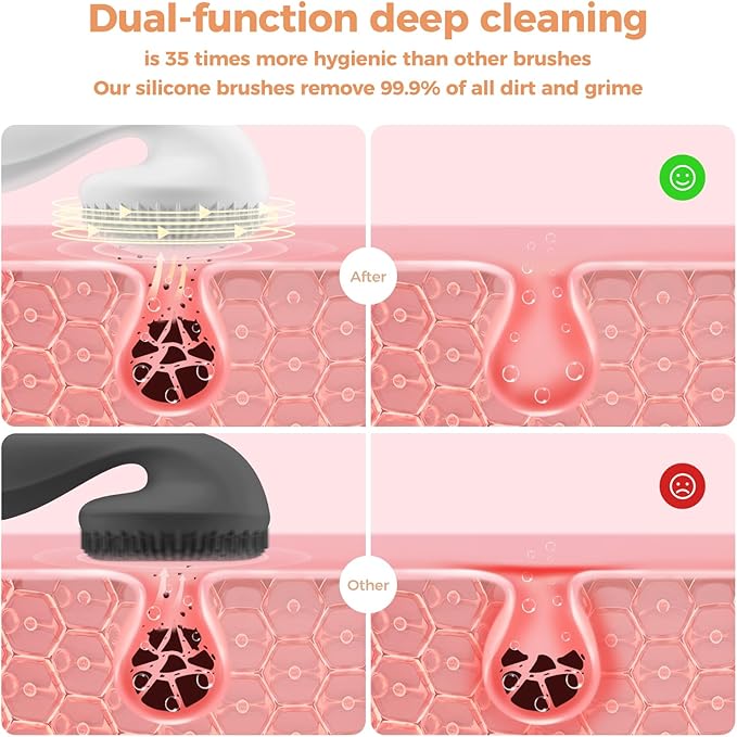 2 in 1 Facial Cleansing Brush, Rotating Magnetic Beads & Massage Cleaning Electric Face Scrubber, Waterproof and Rechargeable Exfoliating Face Scrubber Brush