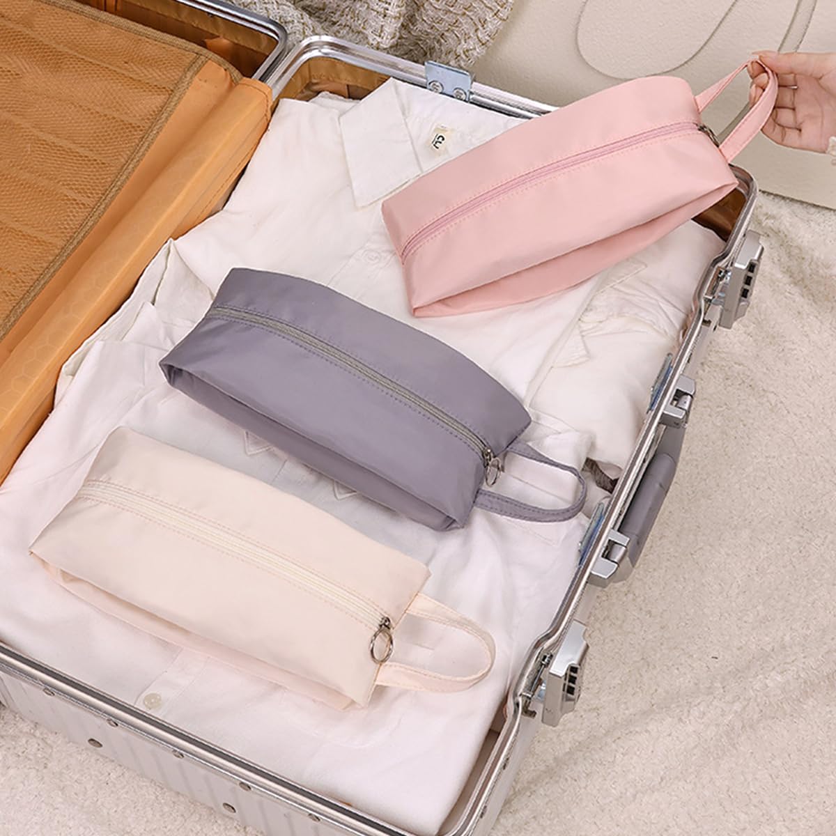 Petunny 3Pcs Travel Underwear Organizer Bag Portable Clothes Pouch for Travel Organizer Pack Cube for Lingerie Socks