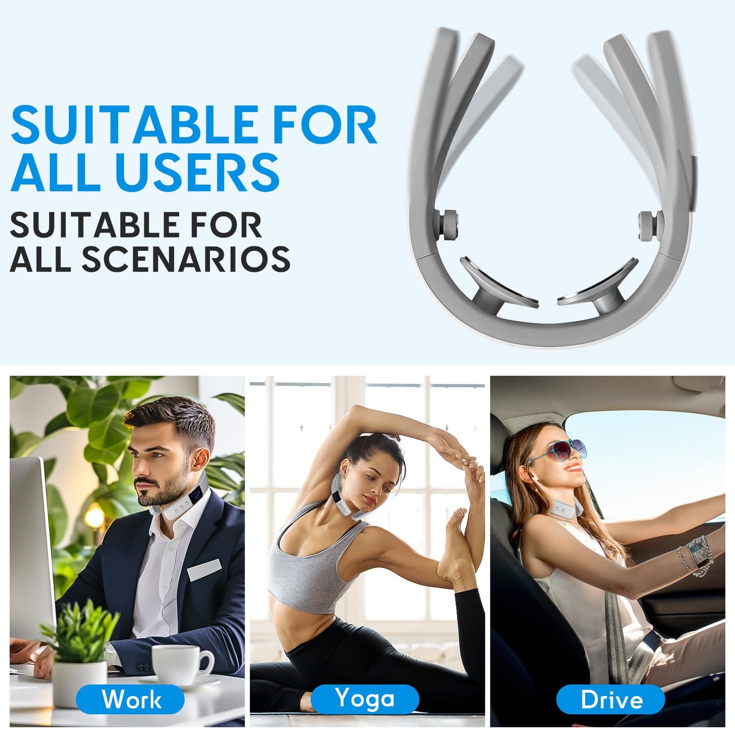 asomooh Neck Massager for Pain Relief Deep Tissue,Electric Portable Neck Massager with Heat for Women Men