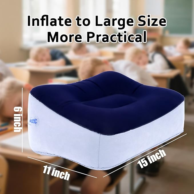 Inflatable Foot Rest, Portable Foot Rest, Inflatable Airplane Foot Rest Pillow - Portable Travel Foot Elevator, Foot Rest for Swelling, Lightweight Foot Stool for Economy Class (Grey)