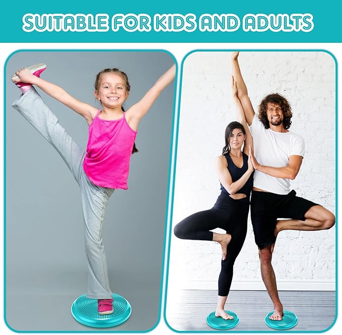 Jerify 4 Pcs Wiggle Seat Flexible Inflated Wobble Cushion Stability Balance Pad Balance Disc Sensory Seat for Men Women Fitness Physical Exercise Improving Posture Home Office