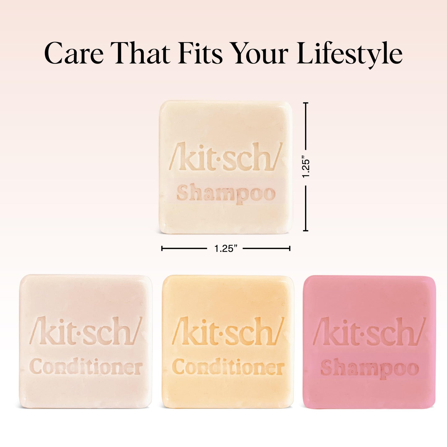 Kitsch Shampoo and Conditioner Set - 4pc Sampler Bars with Rice Water Shampoo and Conditioner, Castor Oil Shampoo & Coconut Oil Conditioner - Bottle-Free Beauty for Hair Growth, Repair & Moisture