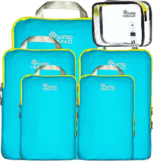 6 Set/3 Set Ultralight Compression Packing Cubes, Suitcase and Backpack Travel Organizer Bags