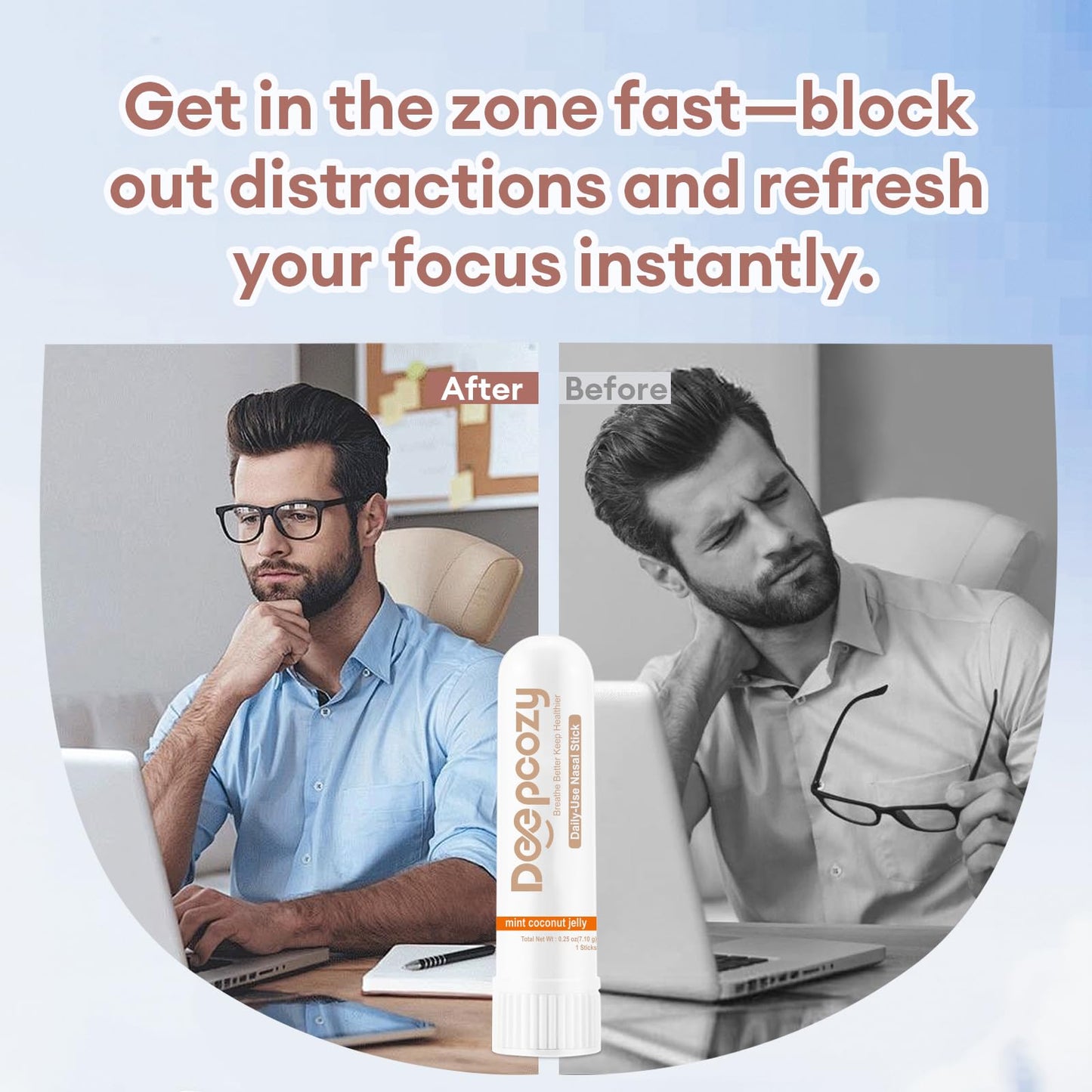 DeepCozy Nasal Stick for Adults, 3 Pack Nasal Inhaler Stick for Distraction Relief & Mild Stress, Portable Nasal Sticks Nose Inhaler Stick with Menthol for Work/Study/Travel (Mint Mojito)