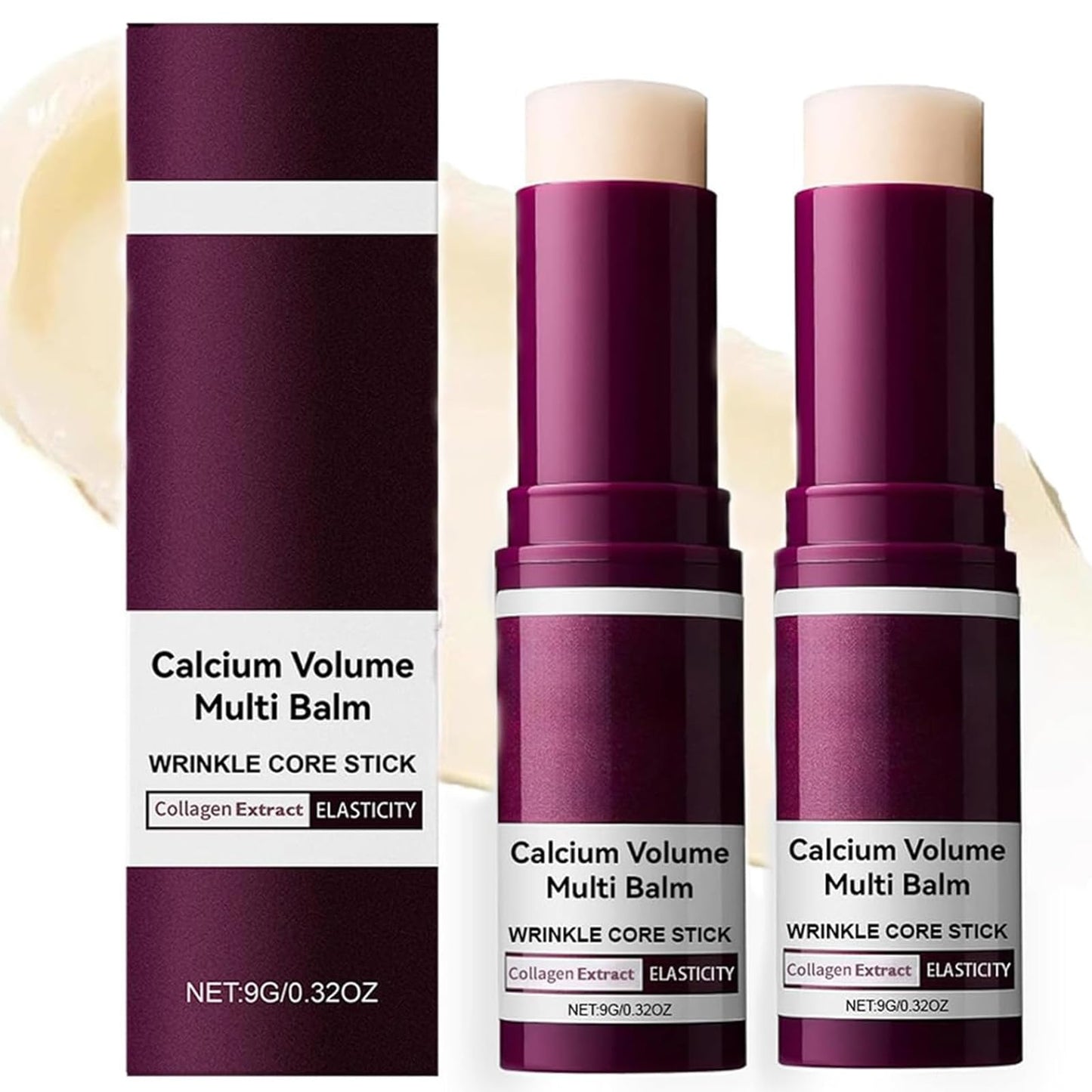 2 Pcs Calcium Multi Balm, Calcium Volume Multi Balm, Wrinkle Core Stick, Korean Collagen Moisturing Stick, Anti-aging, Hydrating, Firming Skin, Suitable for Eyes, Neck, Face