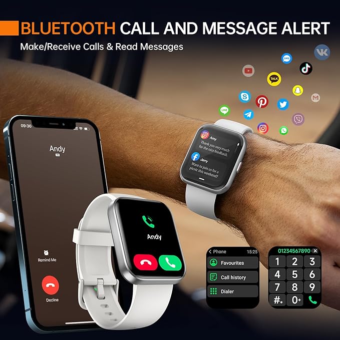 aeac Smart Watch for Women/Men, Fitness Watch, Alexa Built-in & Stable Bluetooth Call, with Heart Rate/SpO2/Sleep Monitor, 100 Sports, IP68 Waterproof Smartwatches for iOS Android