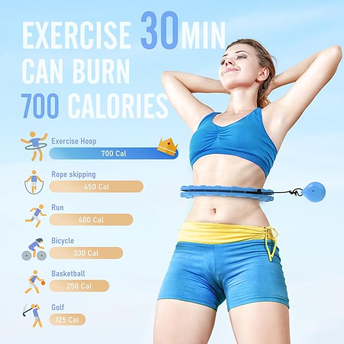 JKSHMYT Smart Weighted Fit Hoop Plus Size for Adults Weight Loss, Hula Circle-2 in 1 Infinity Fitness Hoop, 24 Links Detachable & Size Adjustable, with Waist Trainer for Women