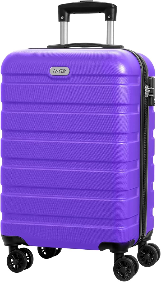 AnyZip Luggage PC ABS Hardside Lightweight Suitcase with 4 Universal Wheels TSA Lock Carry-On 20 Inch Violet Purple