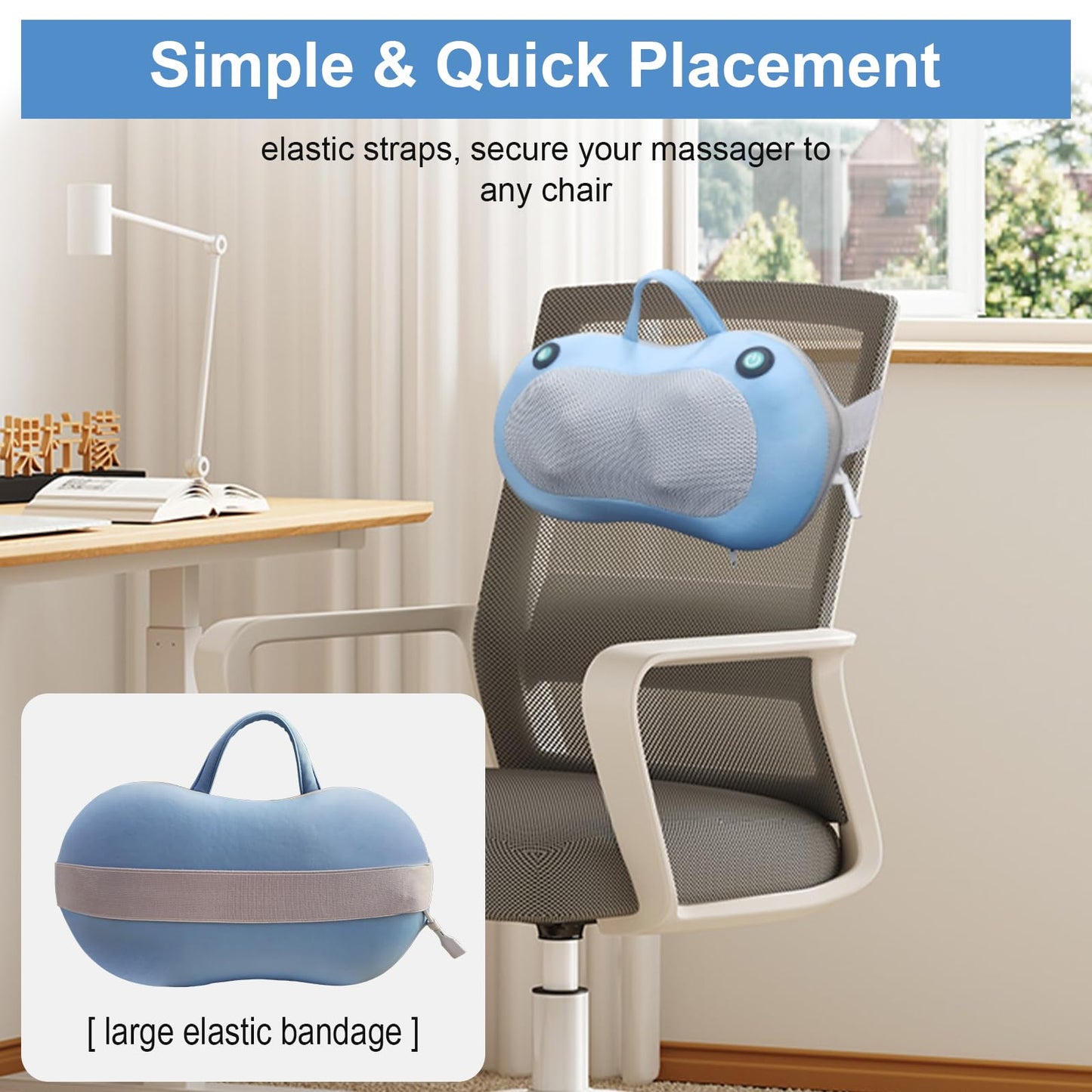 White Elephant Gifts for Adults,Christmas Gifts for Women Men,Shiatsu Neck Back Massager for Pain Relief Deep Tissue,Back Massager Deep Tissue Kneading with Heat,3D Electric Pillow(Blue)