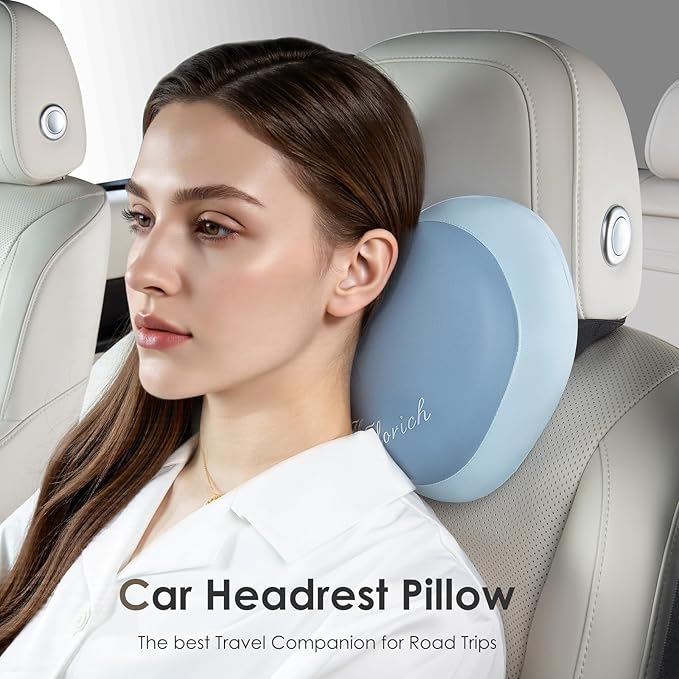 FLORICH Lumbar Support with Car headrest Back Pillow for Chairs Headrest Pillow for Car Ergonomic Ultrathick Memory Foam Back Pillow for Office Chair (Blue)