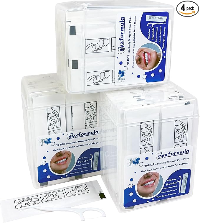 200 Count Individually Wrapped Dental Floss Picks - Travel Flossers for Teeth Cleaning and Oral Care - Ideal Travel Size Toiletries, Wedding Basket Supplies and Guest Bathroom Essentials