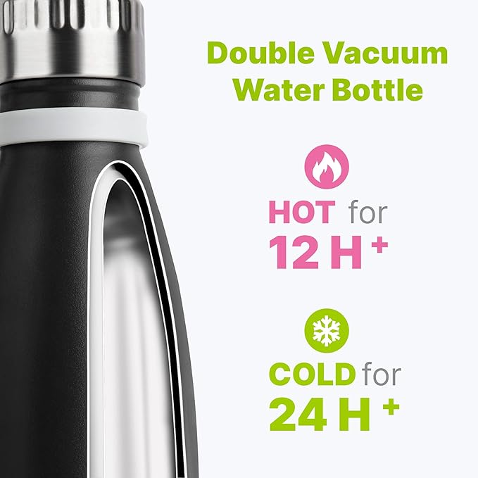 Kids Water Bottle 9 oz Stainless Steel Vacuum Insulated Metal Water Bottle for School Leak Proof Cola Shape Mini Water Bottle for Boys Girls(Black)
