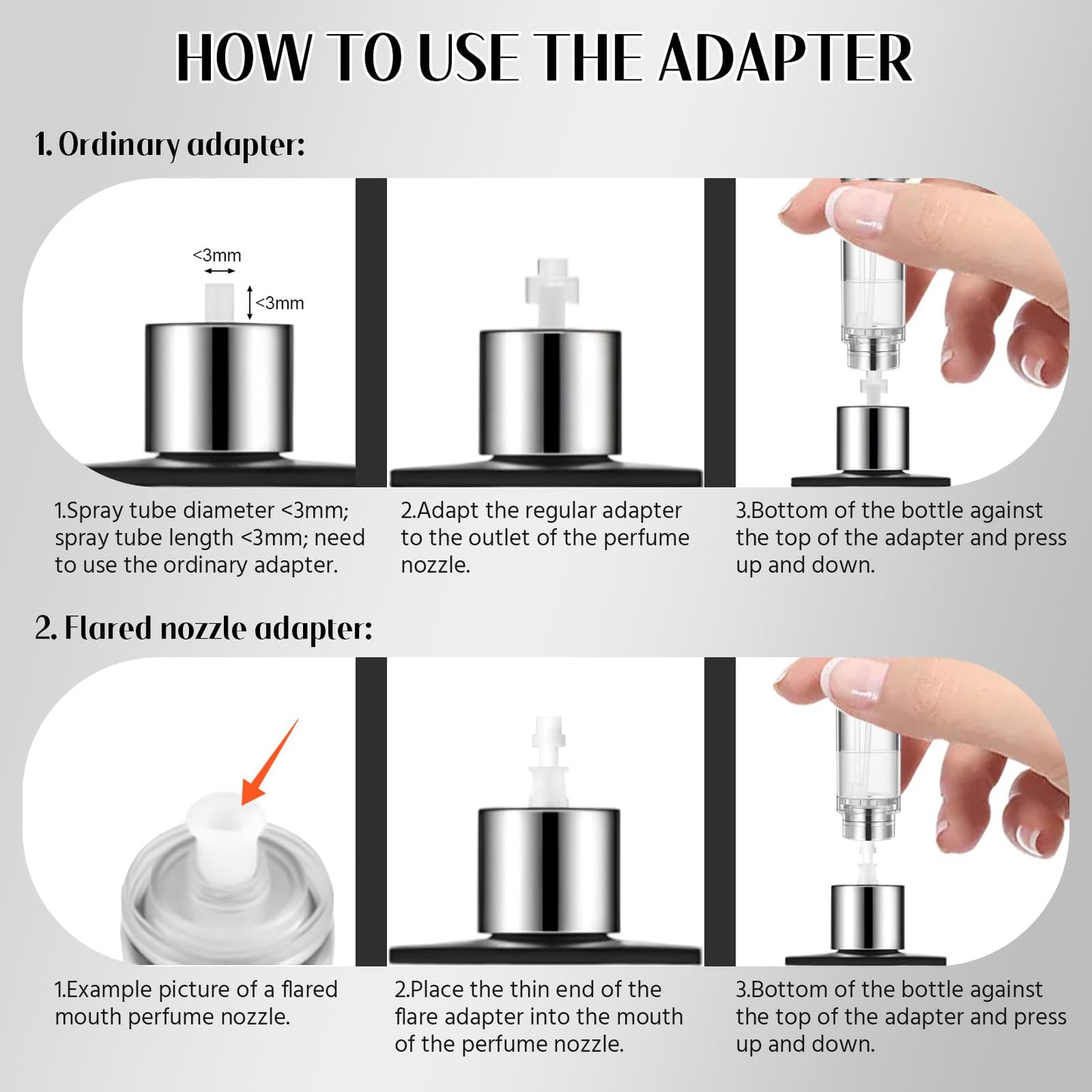 SixTmoon Travel Perfume Atomizer Refillable,Empty Portable Cologne Dispenser,Mini Aftershave Sprayer for Men and Women (Black & Champine Gold)