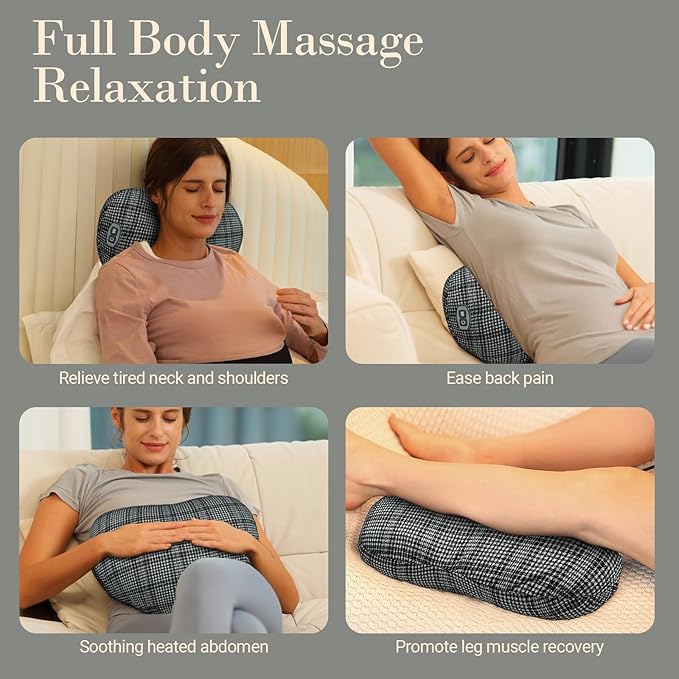 Back Massager for Pain Relief, Gifts for Women Men FSA Eligible HSA, Cordless 120min Neck and Back Massager, Plush Skin-Friendly Kneading Massage Pillow for Full Body Relaxation