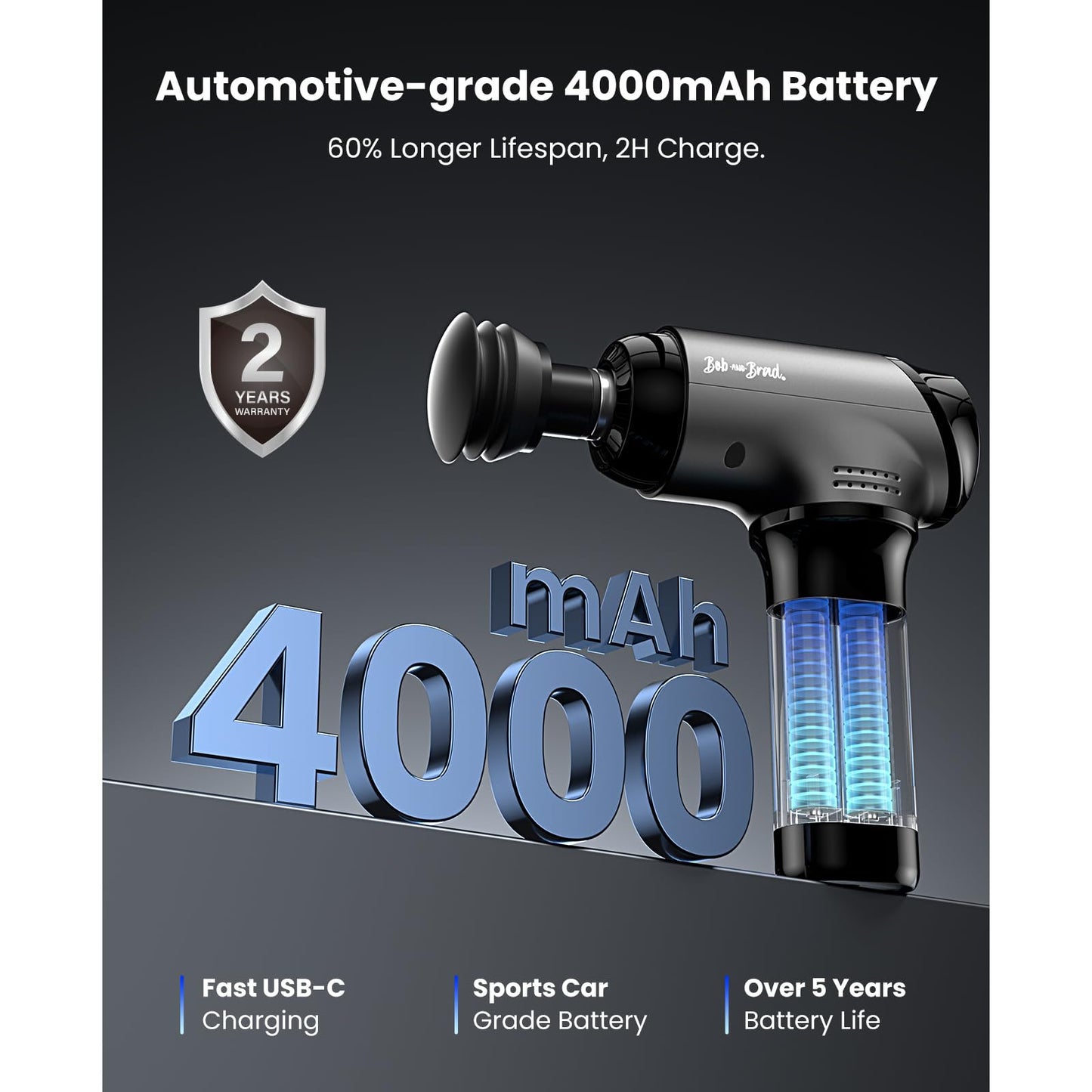 BOB AND BRAD T2 Pro Massage Gun with Heat and Cold, Deep Tissue Percussion Massager Gun, Muscle Massager, Electric Back Massagers for Professional Athletes Home Gym, FSA and HSA Eligible