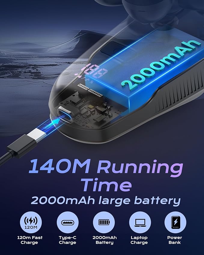 JIJ Head Shavers for Bald Men - 5-in-1 Electric Head Shaver Grooming Kit, 7D Floating Wet/Dry Electric Razor for Bald Heads with LED Smart Display, Turbo Speed & Type-C Charging (2000mAh)