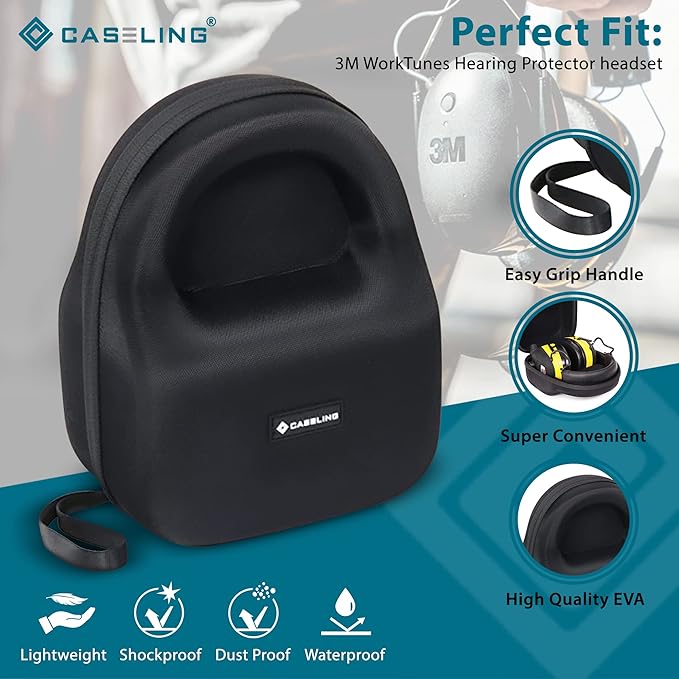 caseling Ear Muff Case - Fits 3M WorkTunes Connect Hearing Protector - Earmuff EVA Ear Protection Hard Case for Storage and Travel (Case Only)