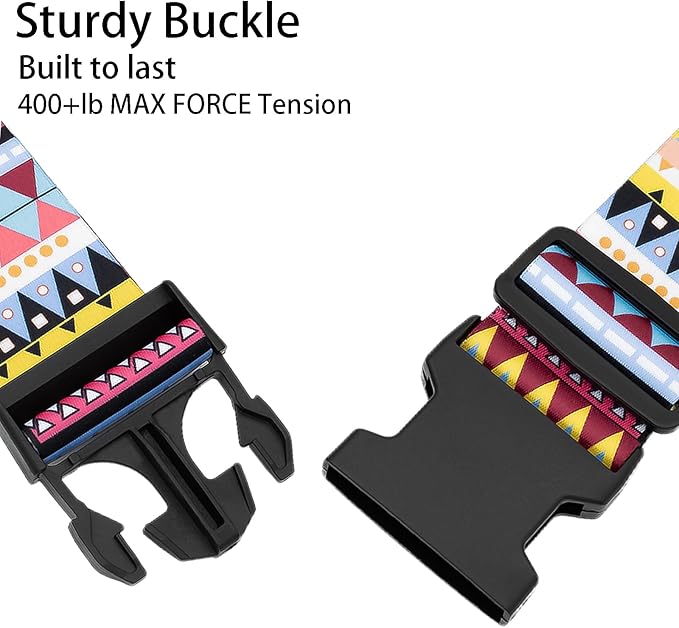 Bohemia Luggage Straps for Suitcases, Adjustable Luggage Travel Belt to Keep Luggage Security While Travel, Strong Polyester Fabric, Easy-to-Recognize Stylish Design Travel Accessories, 2 Pack
