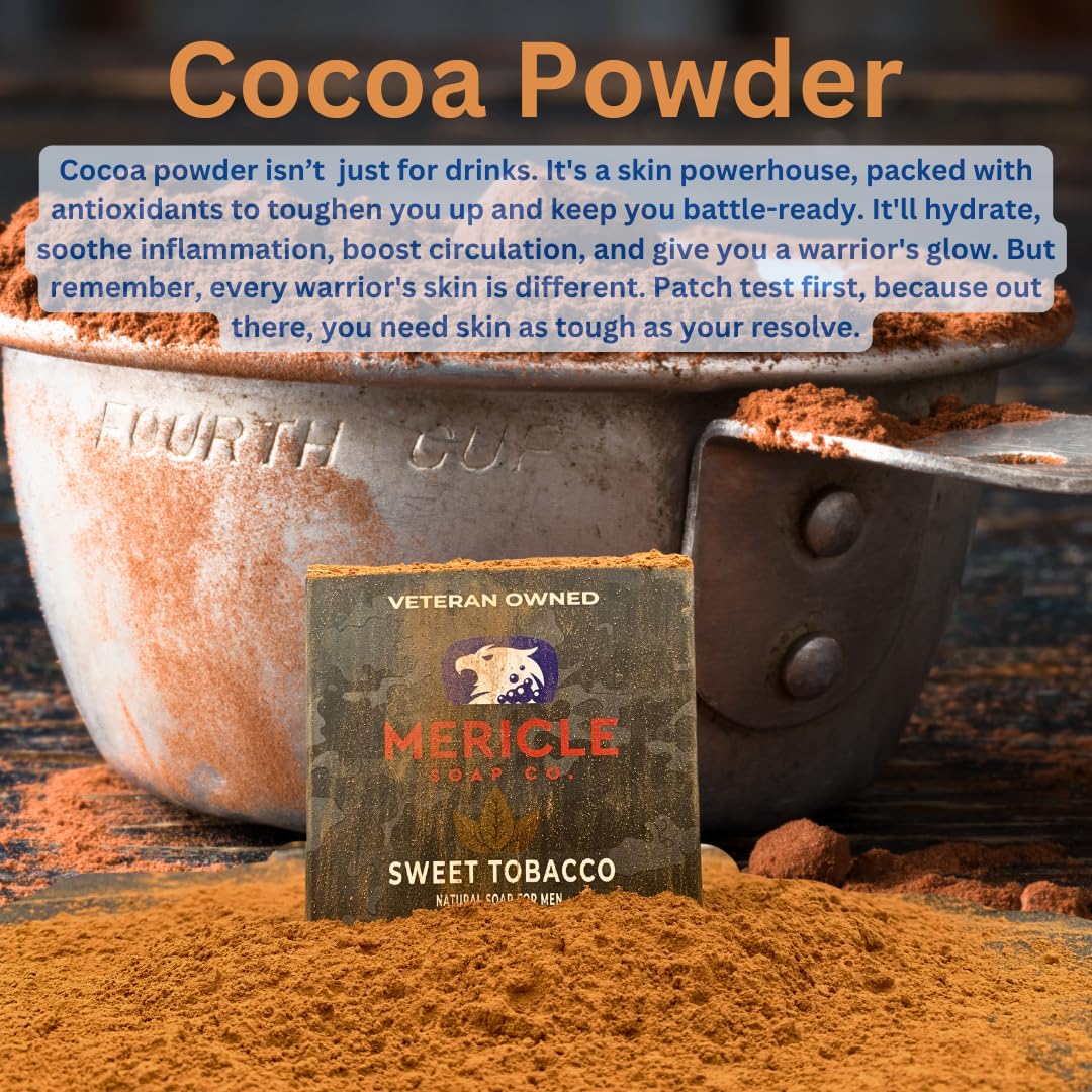 Mericle Soap Co. Sweet Tobacco Natural 5oz Body Bar | Veteran Owned | Traditional Cold Process Technology | Natural Ingredients | No Harsh Chemicals | Exfoliating | Made in the USA