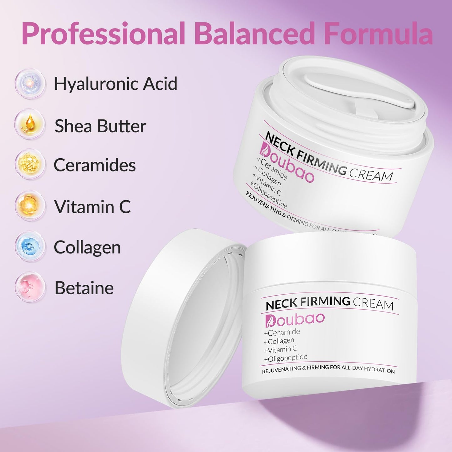 VicGFHS Neck Firming Creams for Tightening and Firming, Moisturizer Face Cream with Collagen, Hyaluronic Acid, Day & Night Anti-Aging Skin Tightening Cream for Neck, Décolleté & Face – 1.7Fl Oz