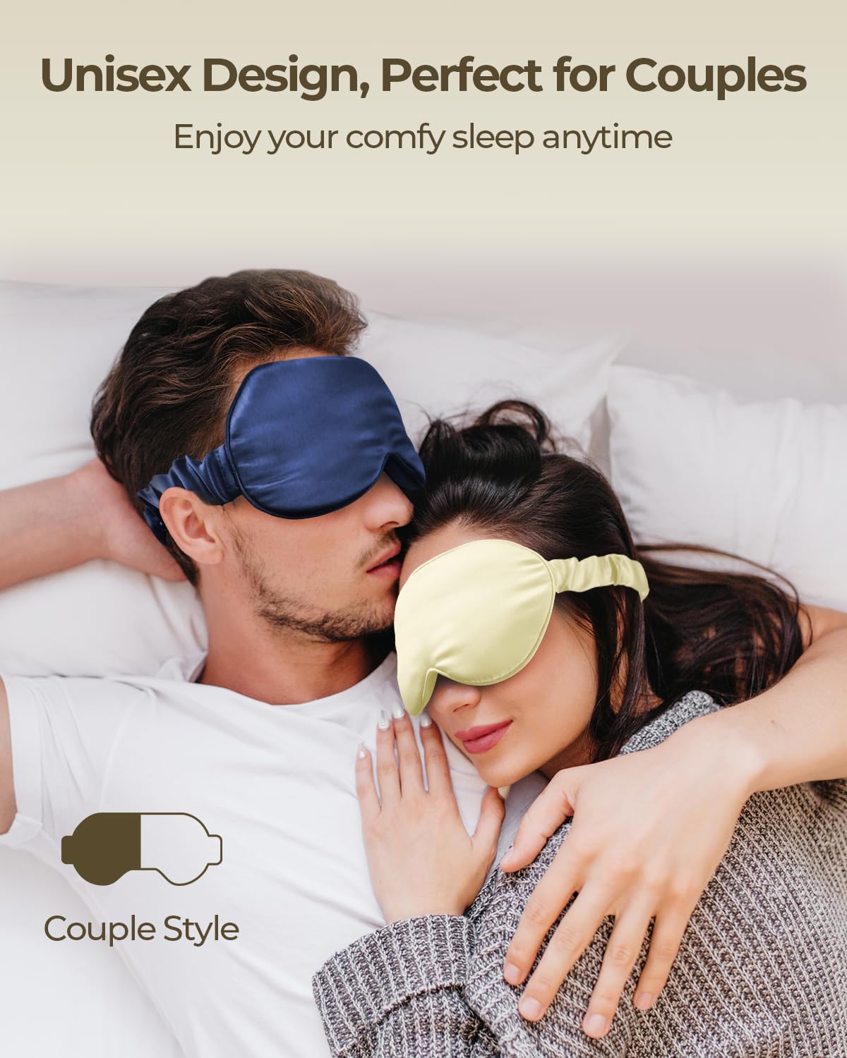 SGMSILK 100% Pure Mulberry Silk Sleep Mask, 3D Contoured Cup Eye Mask for Sleeping, 22 Momme Super Soft Breathable Blindfold, Adjustable Blackout Travel Silk Eye Cover Ivory