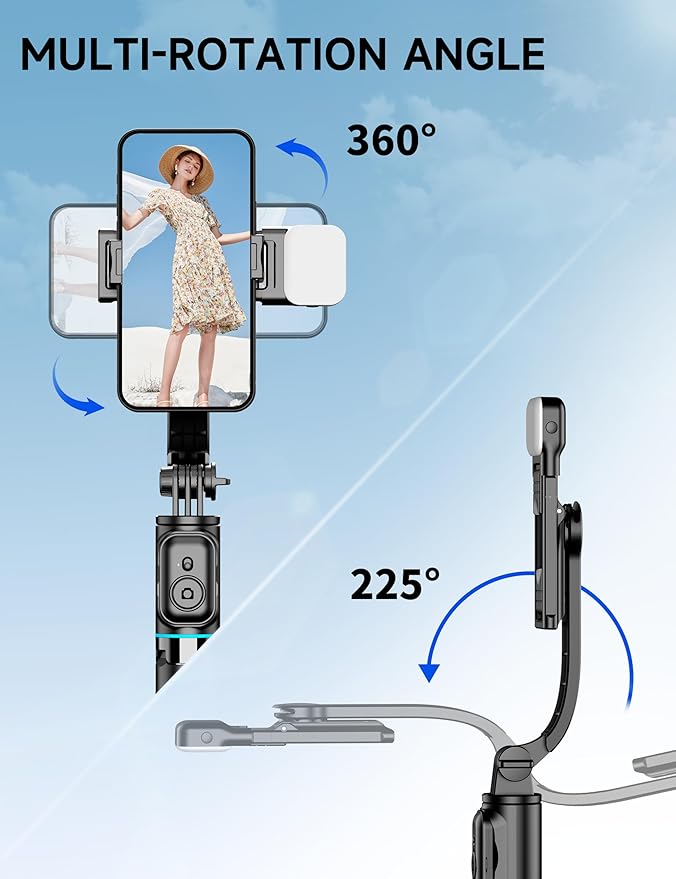 42" Selfie Stick Tripod with Fill Light Extendable Phone Stand All-in-1 Selfie Stick Travel Tripod with Detachable Remote & Phone Holder Cell Phone Tripod Compatible with iPhone/Android