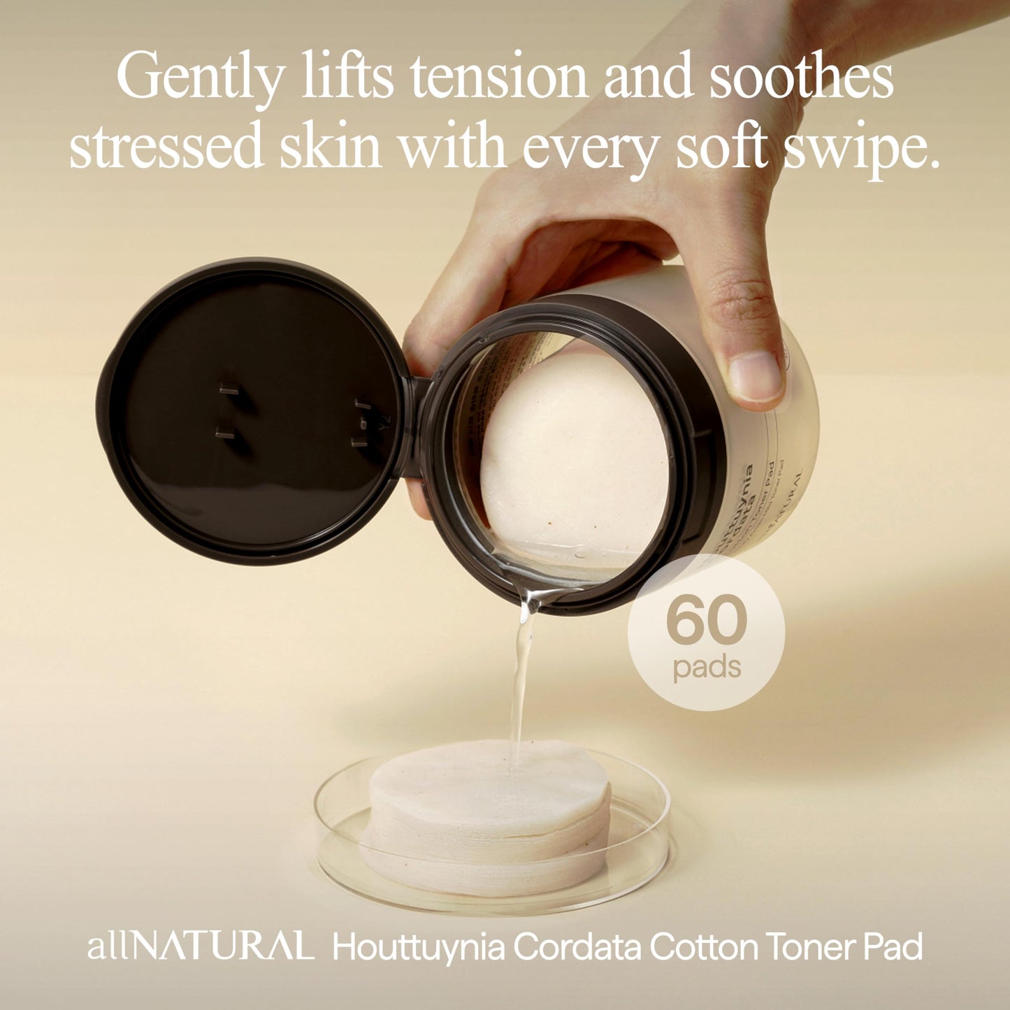 All Natural Houttuynia Cordata Cotton Toner Pad – Cooling and Soothing Heartleaf Toner Facial Pads, Gentle for Daily Use and Sensitive Skin (60pcs)