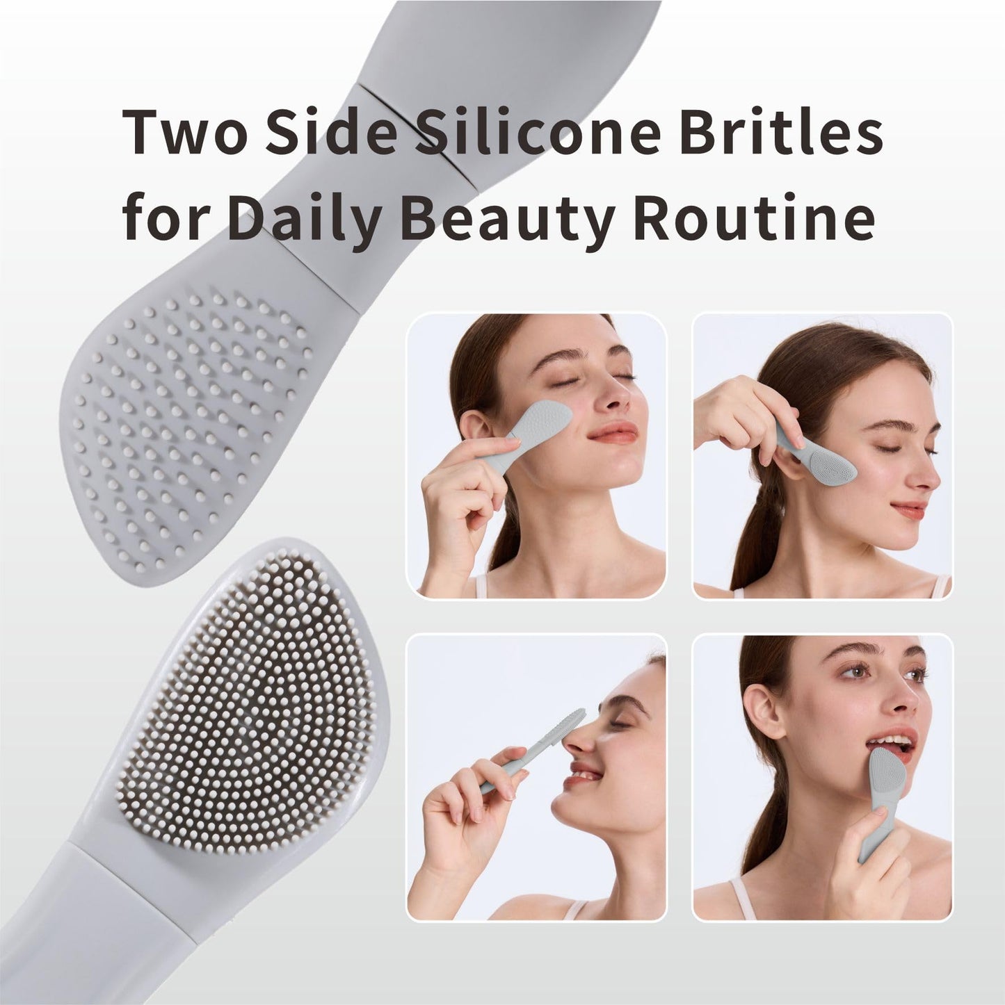 Blackhead Remover Tool,Silicone Face Scrubber, 2 in 1 Nose Scraper for Deep Cleansing,Skin Scrubber Face Spatula, Nose Blackhead Remover, Pore Cleaner Skin Care Tool for Men and Women (Light Gray)