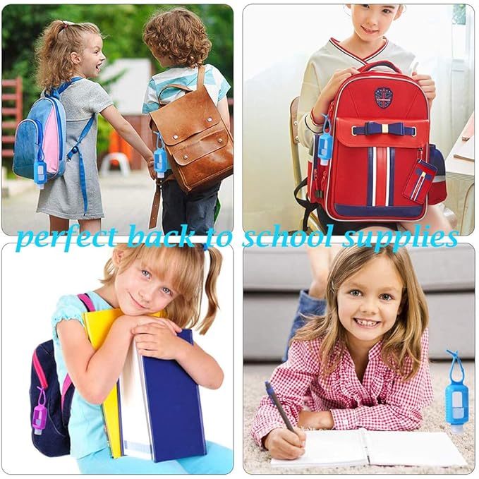 5 Pack Hand Sanitizer Travel Size Holder, 60ml/2oz Travel Keychain Bottles Sanitizer Holder Refillable Squeeze Containers for Kids and Adult