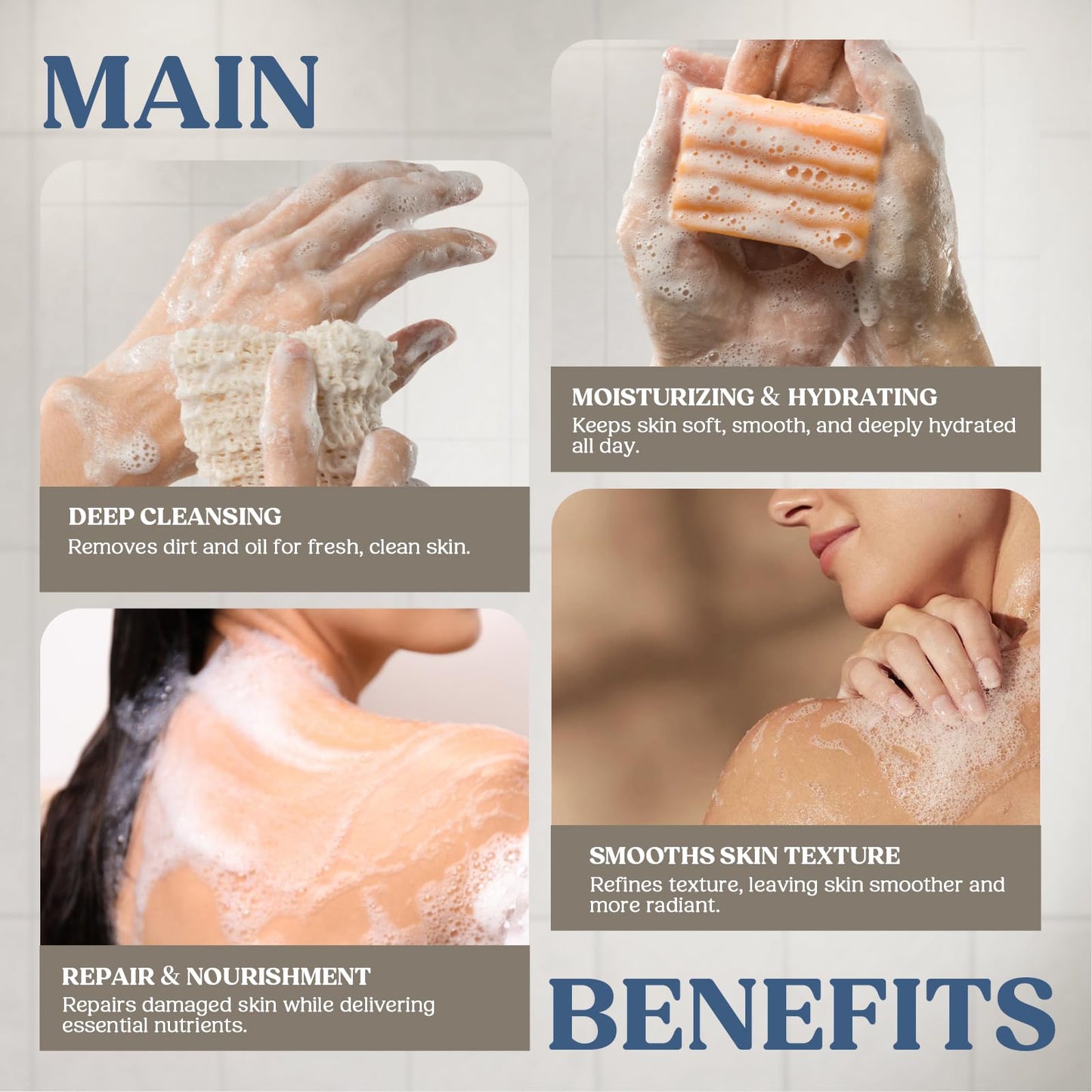 CADDISE Natural Soap Bar – Cold Process Handmade Soap for Face & Body Wash, Moisturizing & Cleansing with Tea Tree & Coconut Oil, Shea Butter, Jojoba & Honey, Gift Set for Men & Women, 4 Pack 16.8 Oz