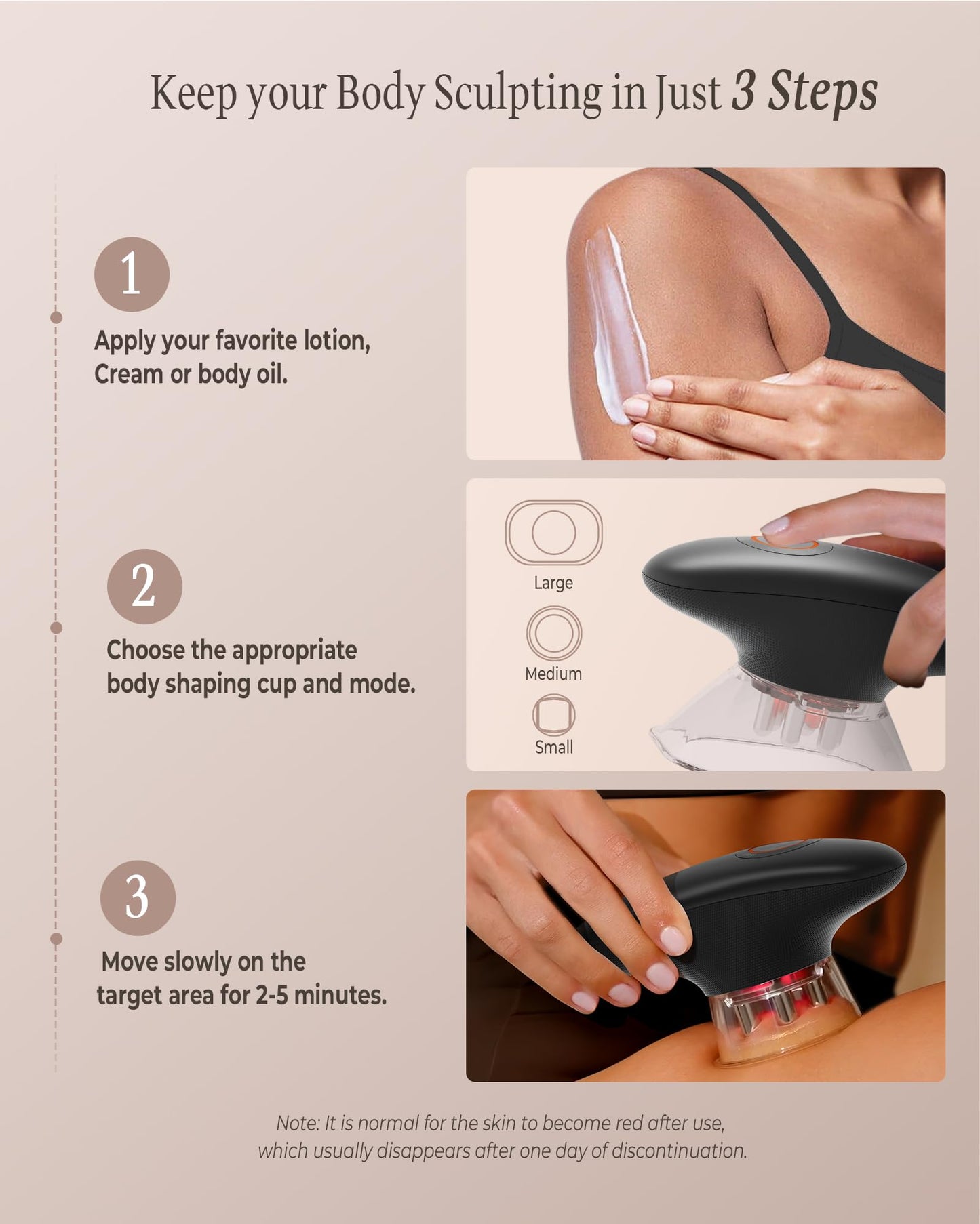 3-in-1 Body Sculpting Machine for Cellulite Remover, Electric Cellulite Massage Tool for Legs Belly Stomach Arms Fat, Home Used Body Sculptor Device with 3 Cups for Skin Tightening, Lymphatic Drainage