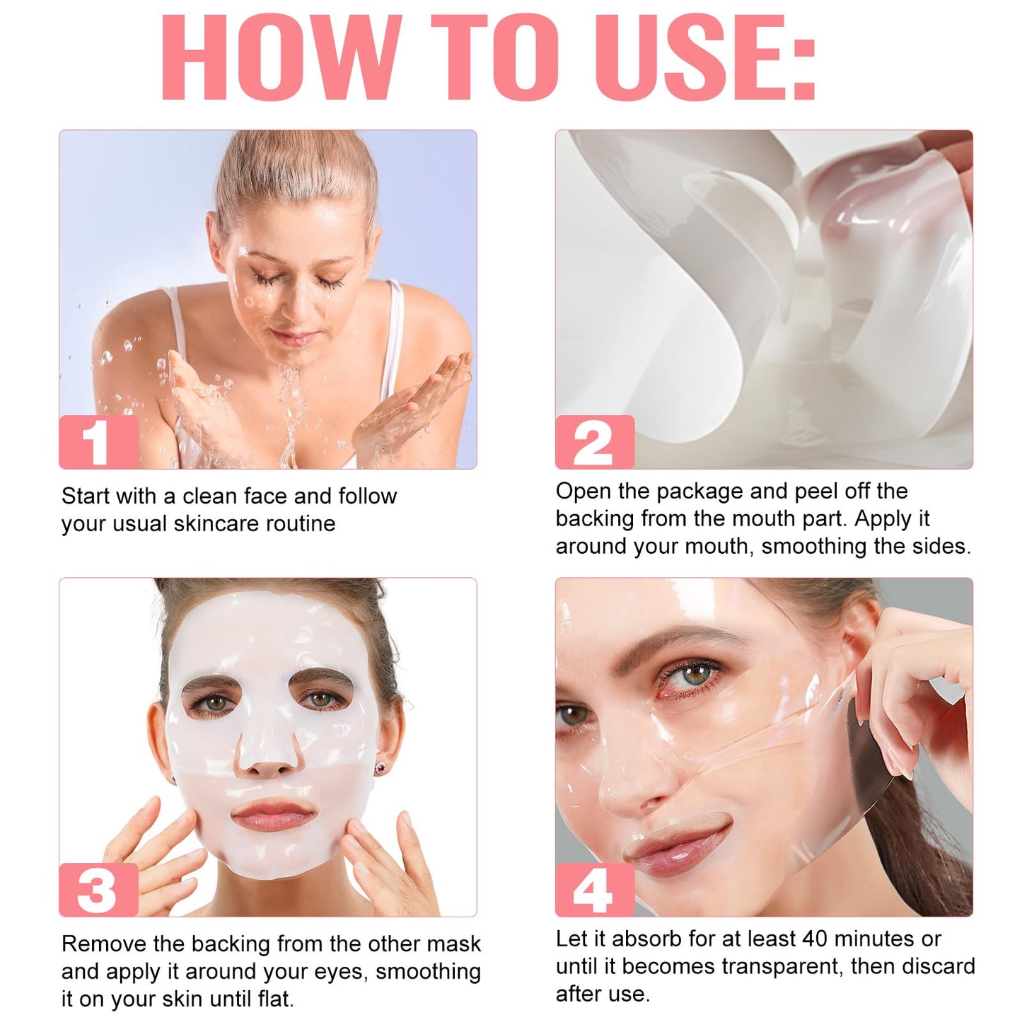 Ninsiec Collagen Face Masks – Deep Hydrating & Firming Overnight Hydrogel Mask, Anti-Wrinkle Lifting, Real Collagen Infused for Plump Skin (4 pcs)