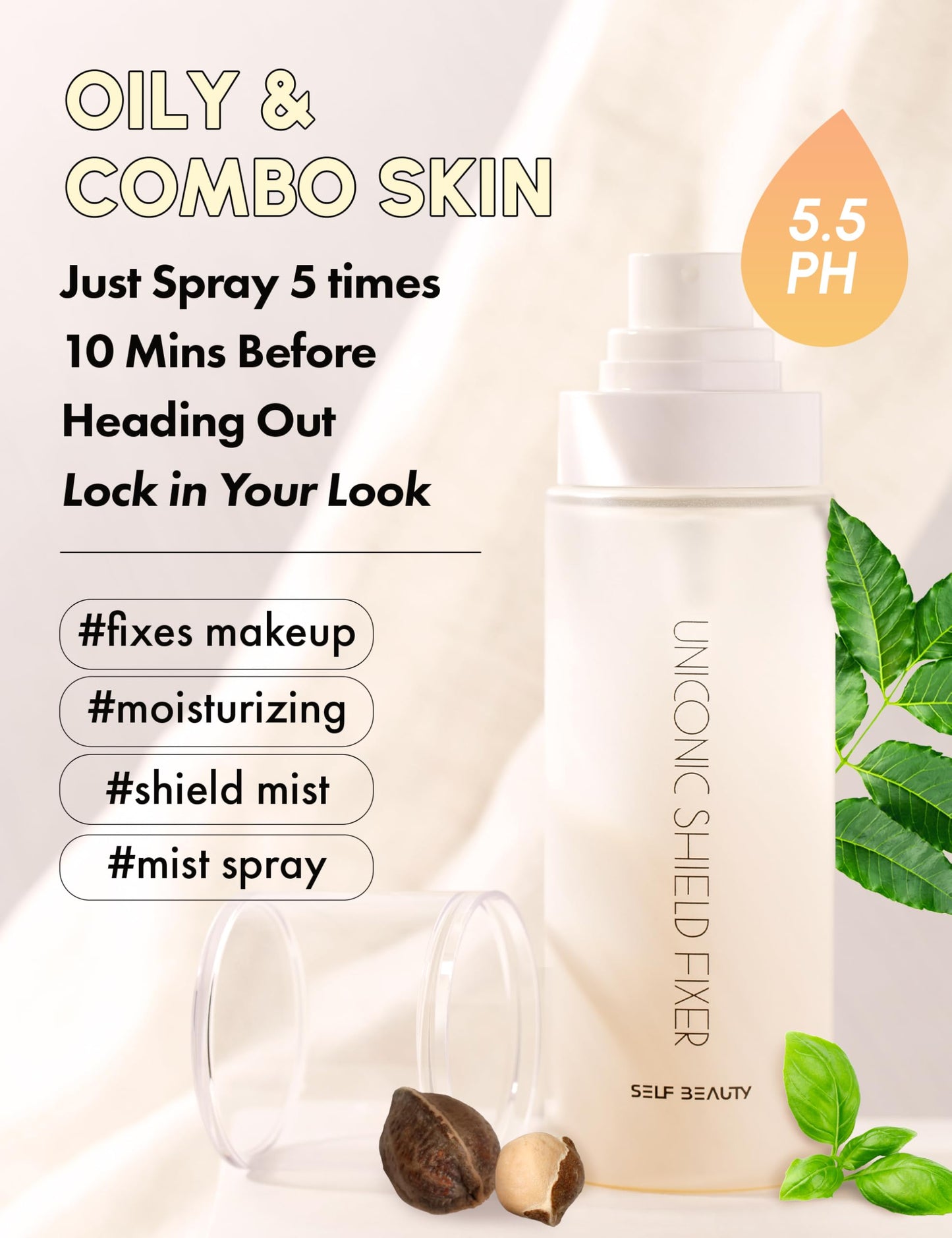 SELF BEAUTY Hydrating Matte Makeup Fixer | Long-Lasting Finish | Lightweight Microfine Mist Spray - 3.38fl.oz, 100ml