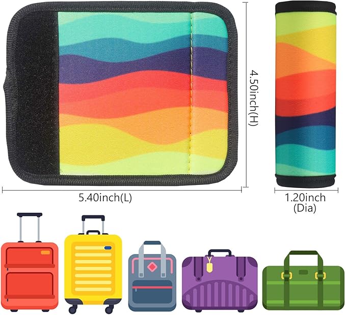 5 Pack Neoprene Luggage Handle Wraps for Suitcase Travel Luggage Tags/Identifiers/Marker/Grips Travel Accessories for Airplane(Multi-Color)