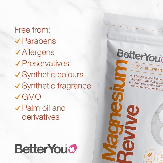 BetterYou Magnesium Revive Bath Flakes - Bath Salts with Magnesium - Energizing Grapefruit and Eucalyptus - Muscle Soothing and Skin Health - 1.6 lb