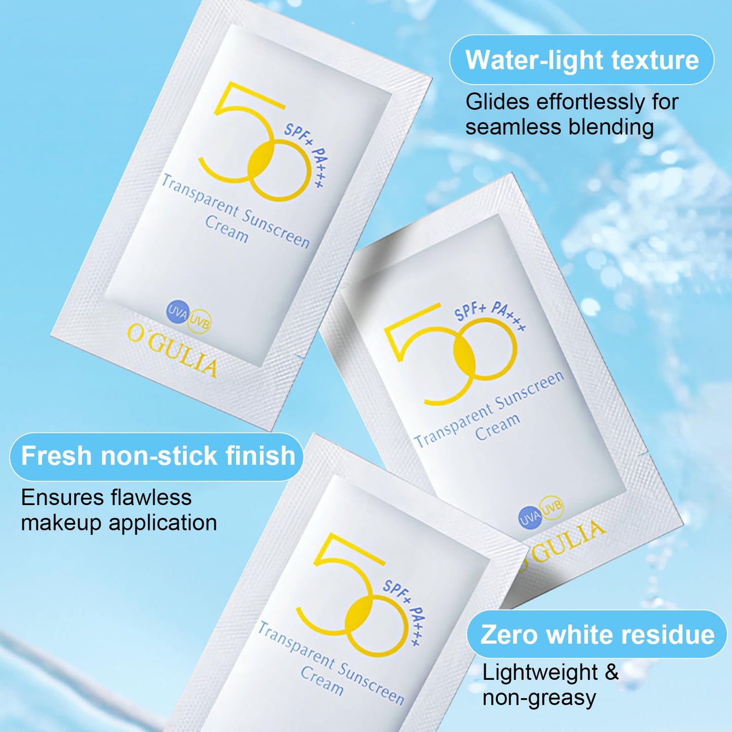 60PCS Travel Size Sunscreen SPF50+ PA+++ - Mini Sunscreen Infused with Centella Asiatica Extract & Hyaluronic Acid - Waterproof, Lightweight & Non-Greasy - Perfect for Summer Party & Thank You Gifts