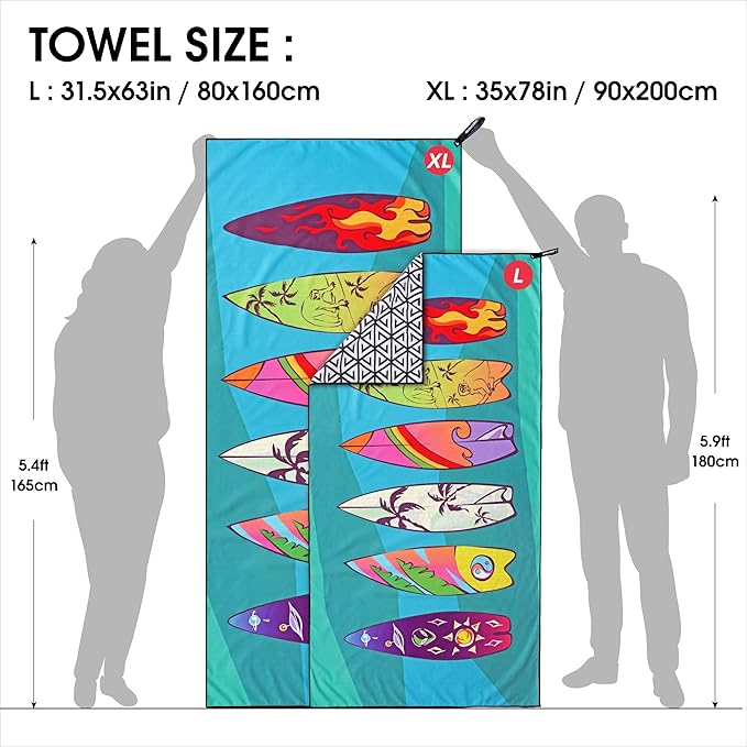 4Monster Microfiber Beach Towel Quick Dry,Super Absorbent Lightweight Travel Towel for Swimmers, Sand Free Camping Towel, Beach Towels for Pool,Swim,Water Sports,Yoga