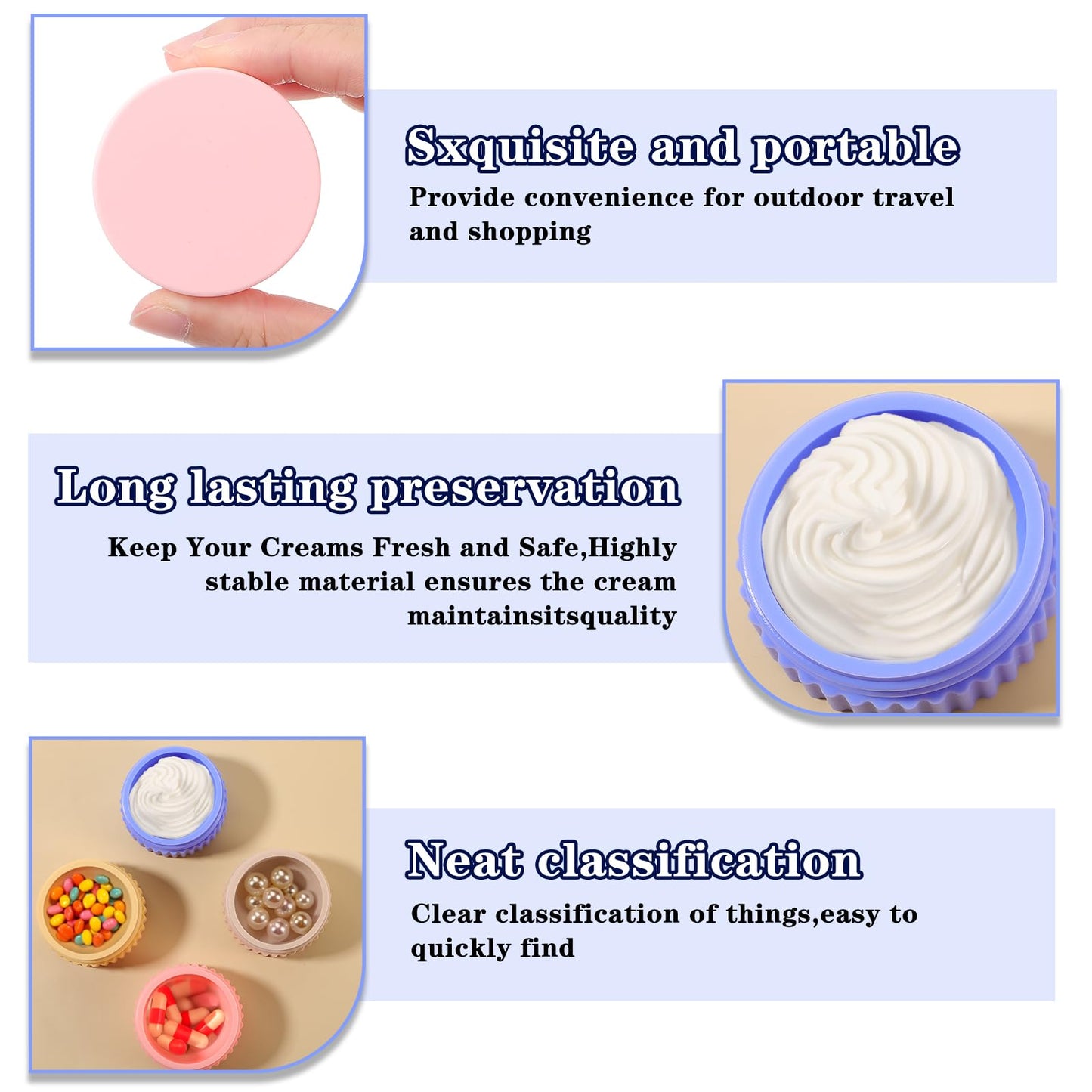 12 Pcs Small Silicone Cream Jars with Lids Travel Containers for Toiletries Mini Cosmetic Jars Refillable Travel Moisturizer Container for Makeup Face Body Hand Cream (0.7 Oz/ 20 ml)