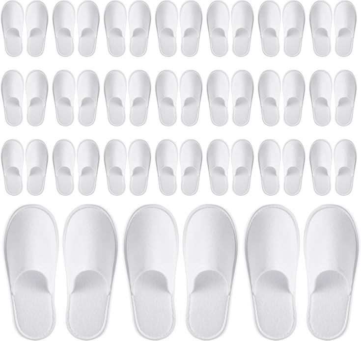 Juvale Disposable Slippers for Guests - Men's US 10/Women's US 11 Medium - White Closed-Toe Cotton EVA Slip-Resistant Sole - Individually Wrapped Spa & Hotel House Slippers Bulk 24 Pairs