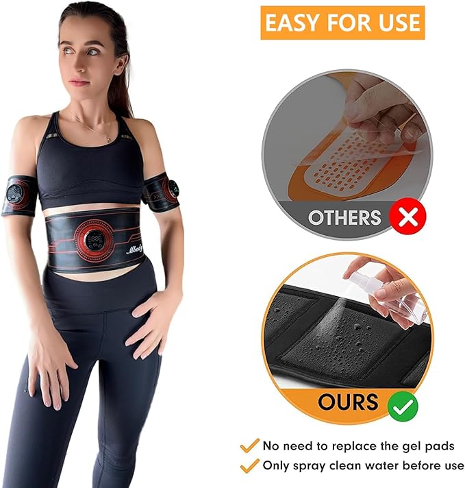 Abs Stimulator Muscle Training Fitness Workout Equipment Ab Core Toner Belt for Abdominal/Arm/Leg Full Set Fit 23''-60''