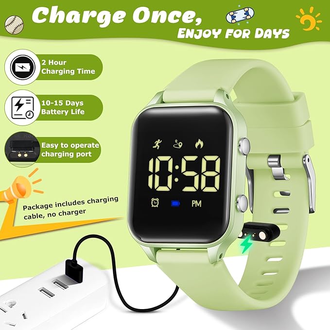 Kids Digital Watches for Boys Girls, Sports Watch with Fitness Tracker, Pedometer, Alarm Clocks, Stopwatch, No App Needed Waterproof Kids Watch, Gift for Teens Student Girls Boys Ages 5-14
